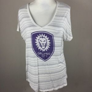 MLS Orlando City White Striped Tee Shirt